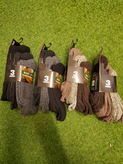 Ladies 3 Pack Wool Thermal Boot Socks