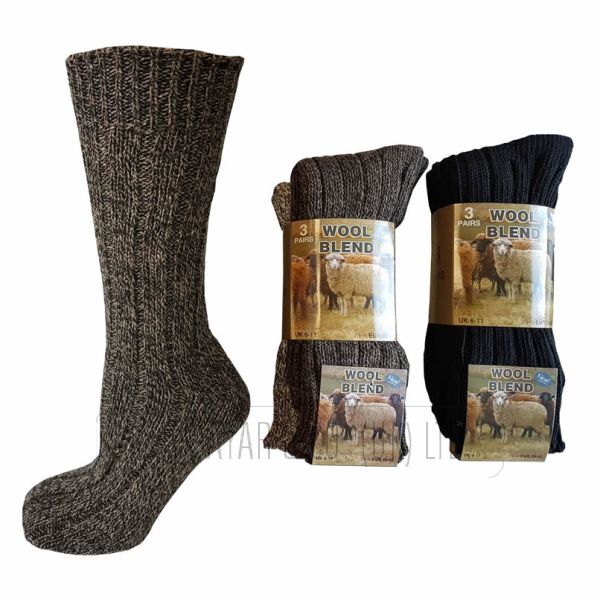 Mens 3 pack chunky wool boot socks