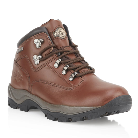 A brown North West Territory Inuvik walking boot with a lace-up closure and a rubber sole.