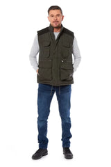 Mens Stalker Body Warmer Multi Pockted  Waistcoat Fishing Hunting Corduroy Shoulder