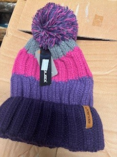 Rock Jock Mens Ladies Thermal Insulating Striped Beanie Bobble Hat with Cosy Fleece Lining