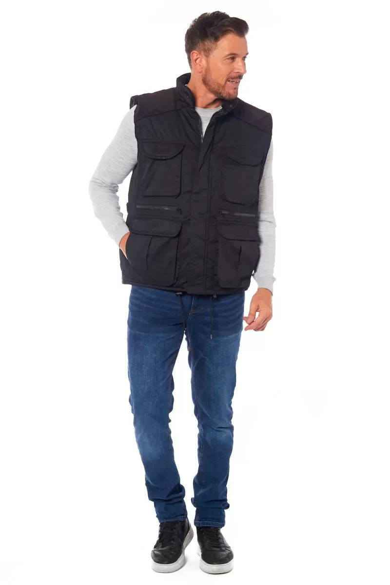 Mens Stalker Body Warmer Multi Pockted Waistcoat Fishing Hunting Corduroy Shoulder