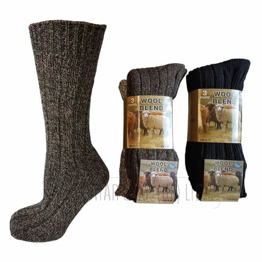 Mens 3 pack chunky wool boot socks