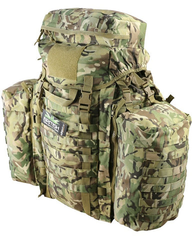 Tactical 90 litre Bergan with side pouches